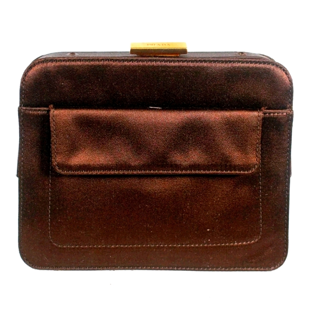 Certified authentic PRADA clutch brown purse